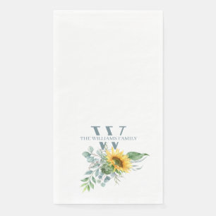 Serviette En Papier Aquarelle Tournesol Monogramme Papier Serviettes c