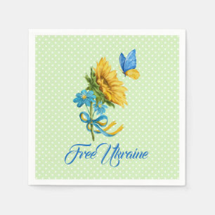Serviette En Papier Aquarelle Tournesol & Papillon Ukraine Support