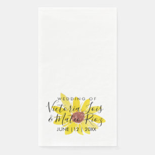 Serviette En Papier Aquarelle tournesol sauvage Floral Jaune Mariage