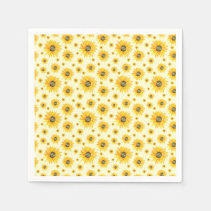 Serviette En Papier Aquarelle Tournesols motifs floraux