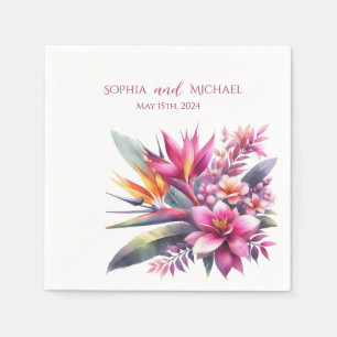 Serviette En Papier Aquarelle Tropical Bliss-Mariage - Napkins