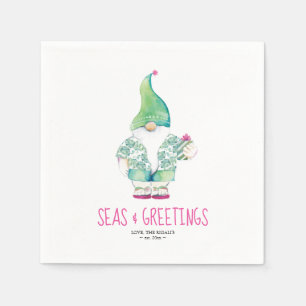 Serviette En Papier Aquarelle Tropical Christmas Père Noël