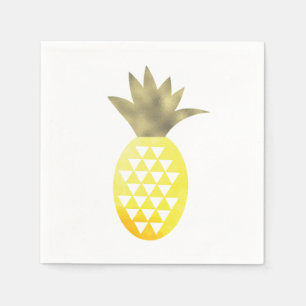 Serviette En Papier Aquarelle Tropical Feuille Dorée Ananas
