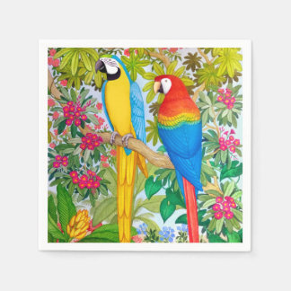 Serviette En Papier Aquarelle Tropical Macaw Parrots Papier
