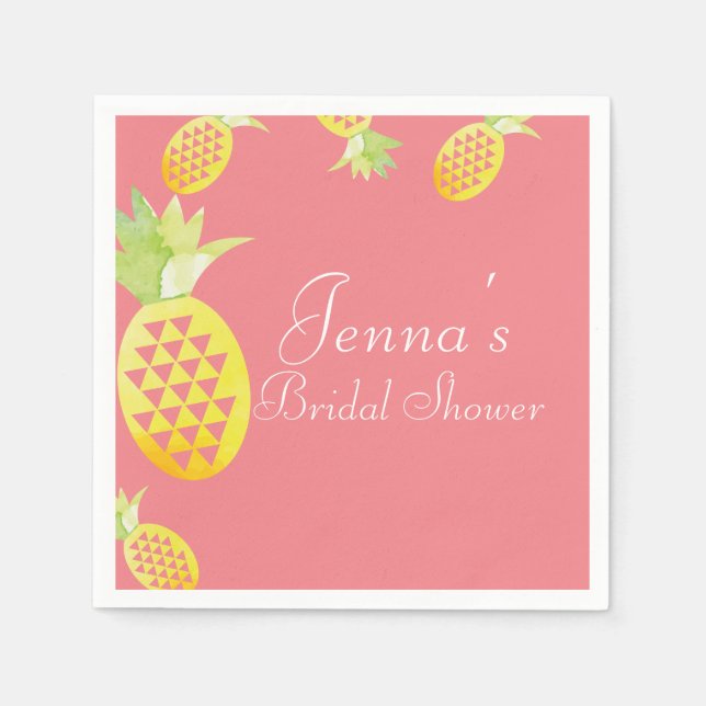 Serviette En Papier Aquarelle Tropical Multi Géométrique Ananas (Devant)