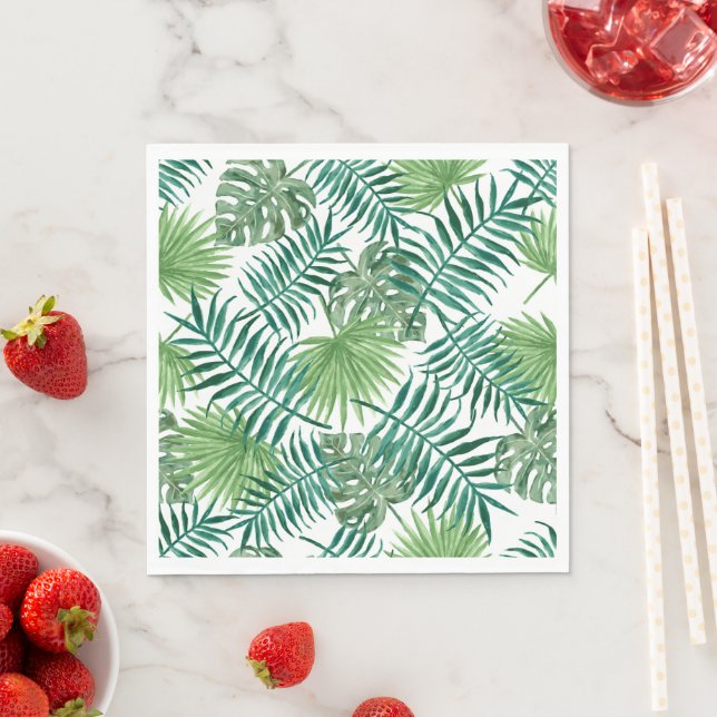 Serviette En Papier Aquarelle Tropical Palm Feuille (En situation)