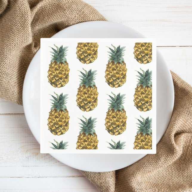 Serviette En Papier Aquarelle tropicale ananas Motif sans couture (Créateur téléchargé)