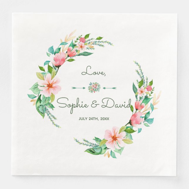 Serviette En Papier Aquarelle tropicale exotique Luau Mariage floral (Devant)