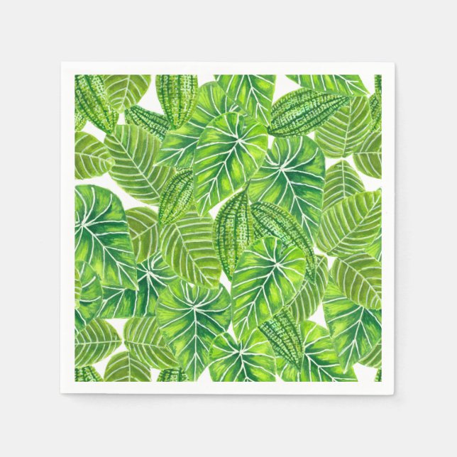 Serviette En Papier Aquarelle tropicale feuille design motif (Devant)