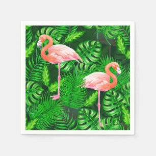 Serviette En Papier Aquarelle tropicale Flamant rose
