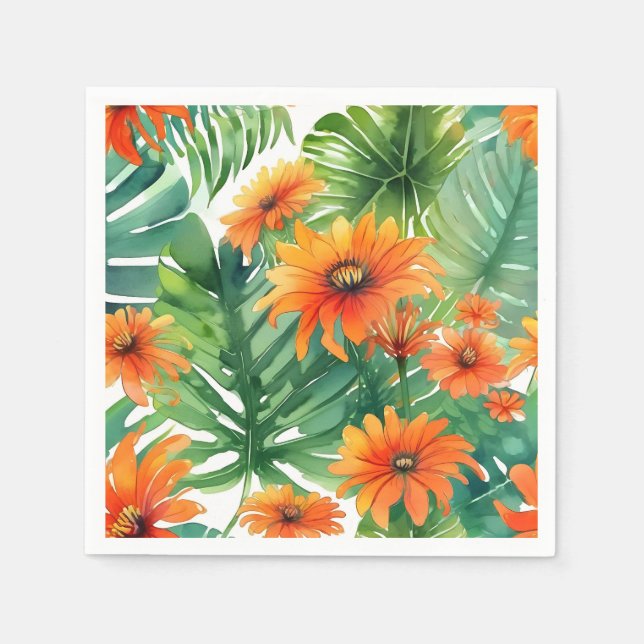 Serviette En Papier Aquarelle tropicale Tithonia (Devant)
