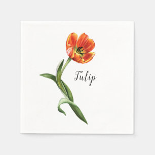 Serviette En Papier Aquarelle Tulip Floral