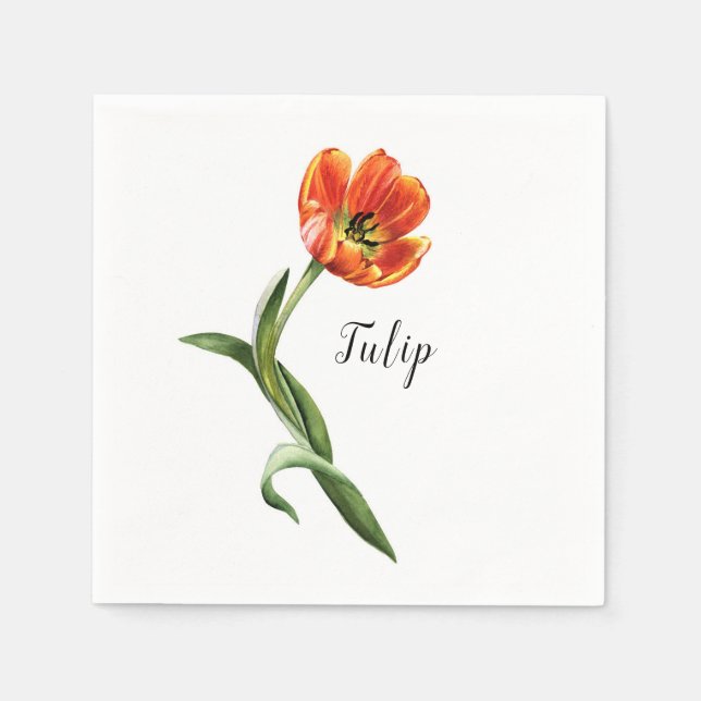 Serviette En Papier Aquarelle Tulip Floral (Devant)
