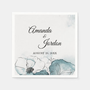 Serviette En Papier Aquarelle turquoise Croquis Mariage Cocktail Napki
