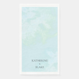 Serviette En Papier Aquarelle Turquoise Moderne Personnalisé Mariage I
