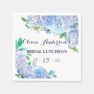 Serviette En Papier Aquarelle Verdure Bleu Hydrangée Bridal Luncheon