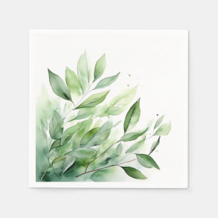 Serviette En Papier Aquarelle Verdure Feuille Elégante Botanique