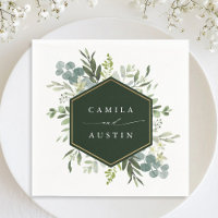 Aquarelle Verdure Or Hexagon Mariage Napkins