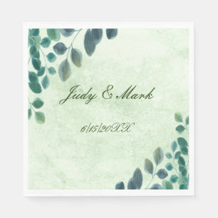 Serviette En Papier Aquarelle Vert Eucalyptus Papier Feuille Napkin