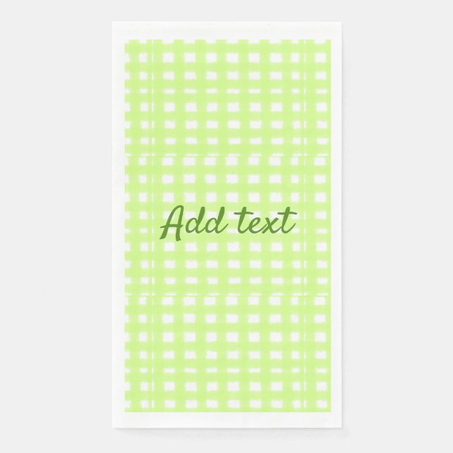 Serviette En Papier Aquarelle vert plaid ginham personnalisé ajouter t (Devant)