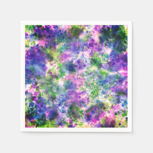 Serviette En Papier Aquarelle vert pourpre bleu Paint Splash Abstrait