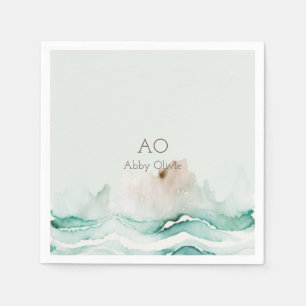 Serviette En Papier Aquarelle vert turquoise