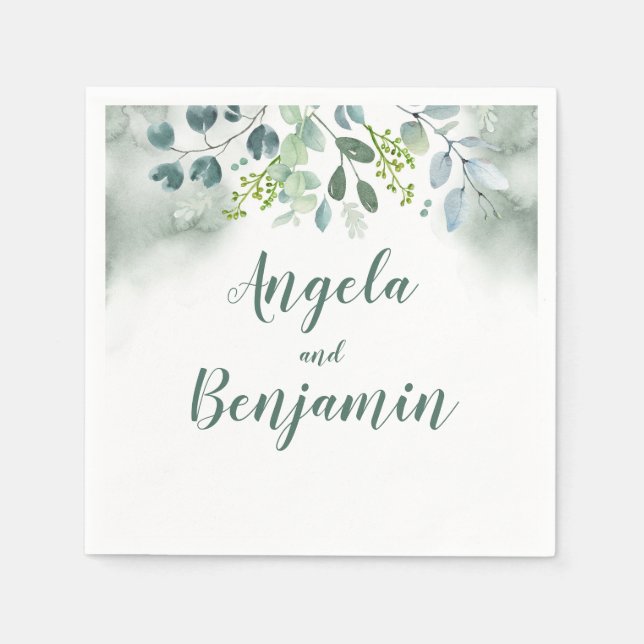 Serviette En Papier Aquarelle verte (Devant)