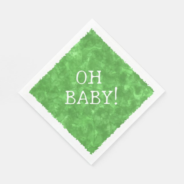 Serviette En Papier Aquarelle verte Baby shower texte personnalisé Oh  (Coin)
