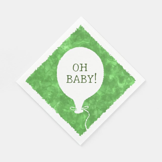 Serviette En Papier Aquarelle verte Baby shower texte personnalisé Oh  (Coin)