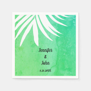 Serviette En Papier Aquarelle verte de feuille de palme Mariage rustiq