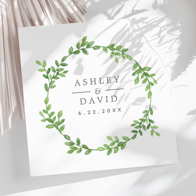 Serviette En Papier Aquarelle verte Floral Eucalyptus Mariage (Créateur téléchargé)