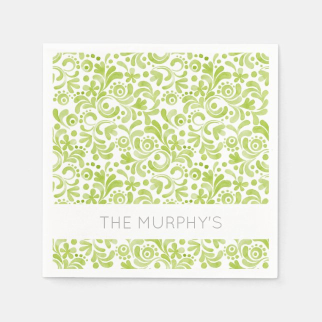 Serviette En Papier Aquarelle verte NOM DU Motif Lovely Spring Fun (Devant)