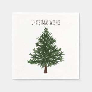 Serviette En Papier Aquarelle verte sapin de Noël