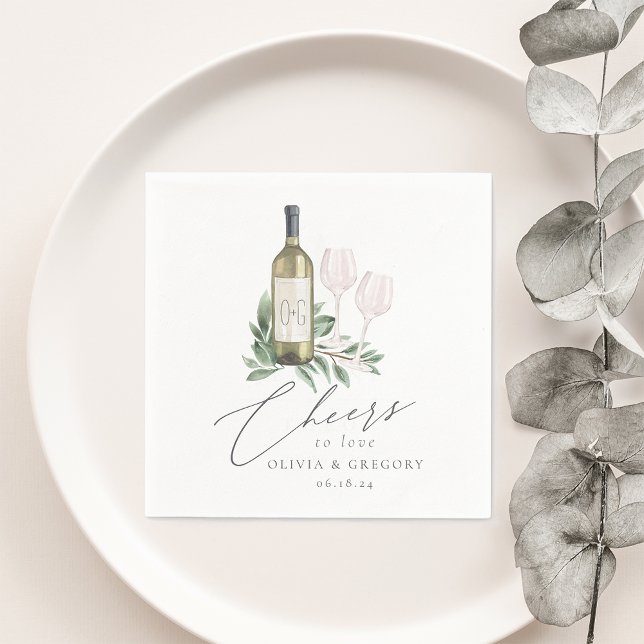 Serviette En Papier Aquarelle Vin Blanc Botanique Chefs à l'amour (Créateur téléchargé)