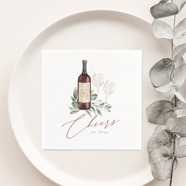 Serviette En Papier Aquarelle Vin Rouge Botanique Chefs à l'amour (Créateur téléchargé)