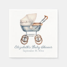 Aquarelle vintage Blue Baby Carriage personnalisée