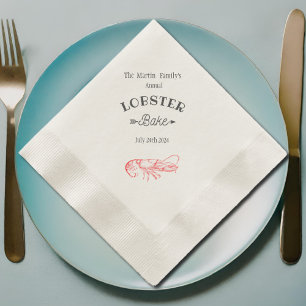 Serviette En Papier Aquarelle vintage - homard rouge