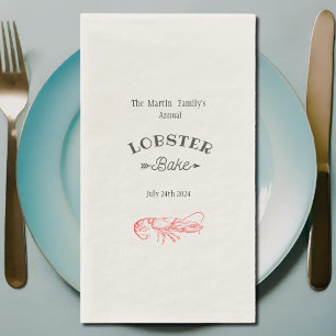 Serviette En Papier Aquarelle vintage - homard rouge