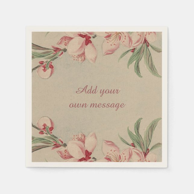 Serviette En Papier Aquarelle vintage rose floral (Devant)