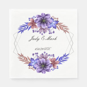 Serviette En Papier Aquarelle violet et bleu Papier Floral