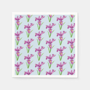 Serviette En Papier Aquarelle violet Iris Floral Art