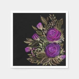 Serviette En Papier Aquarelle violet roses
