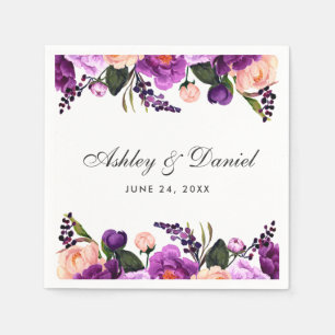 Serviette En Papier Aquarelle violet ultra violet Mariage floral G