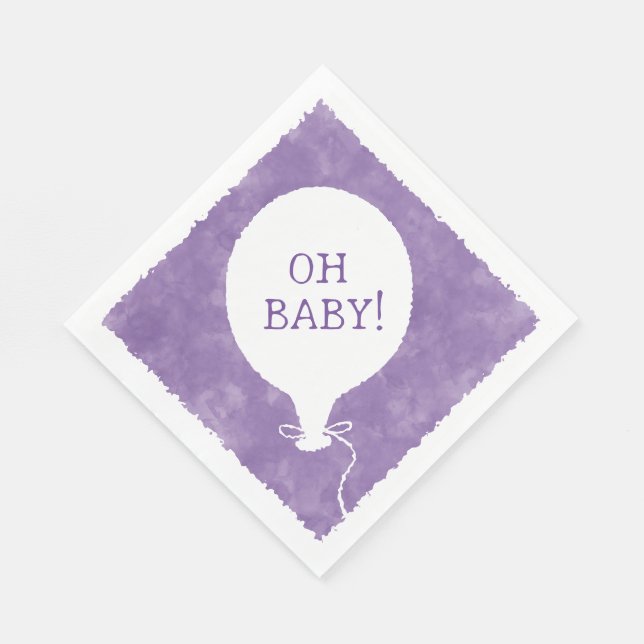 Serviette En Papier Aquarelle violette Baby shower texte personnalisé  (Coin)