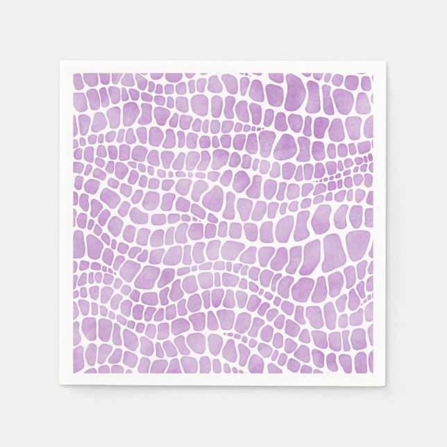 Serviette En Papier Aquarelle violette Crocodile Motif de la peau (Devant)