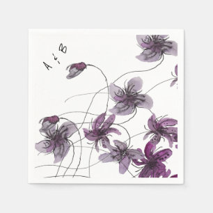 Serviette En Papier Aquarelle violette sauvage peinte à la main