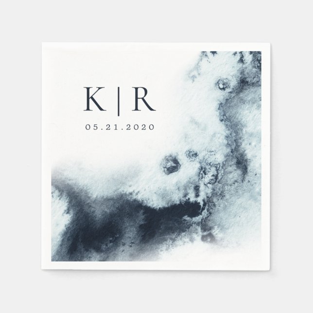 Serviette En Papier Aquarelle Waves papier minimaliste (Devant)