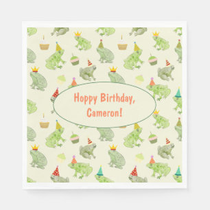 Serviette En Papier Aquarelle Whimsical Frog fête d'anniversaire