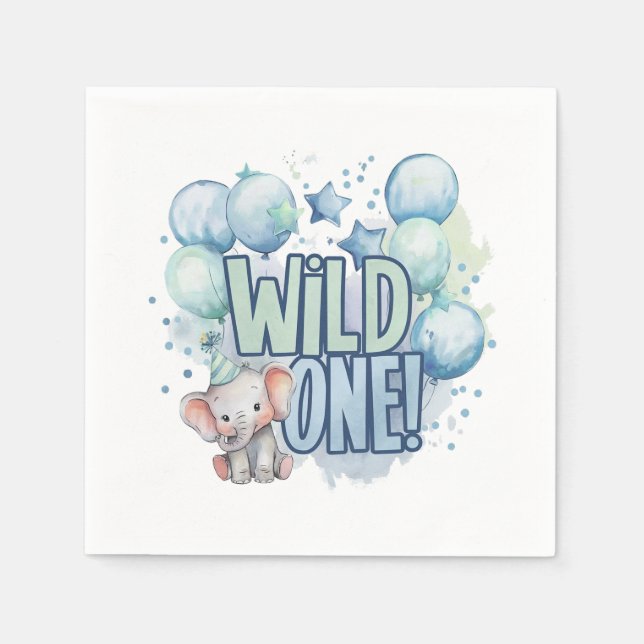 Serviette En Papier Aquarelle Wild One 1er anniversaire (Devant)