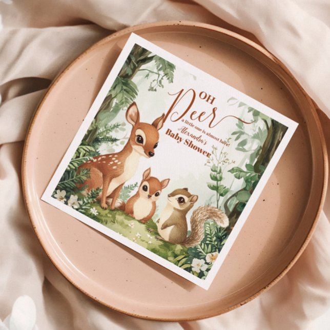 Serviette En Papier Aquarelle Woodland Oh Deer Baby shower (Créateur téléchargé)